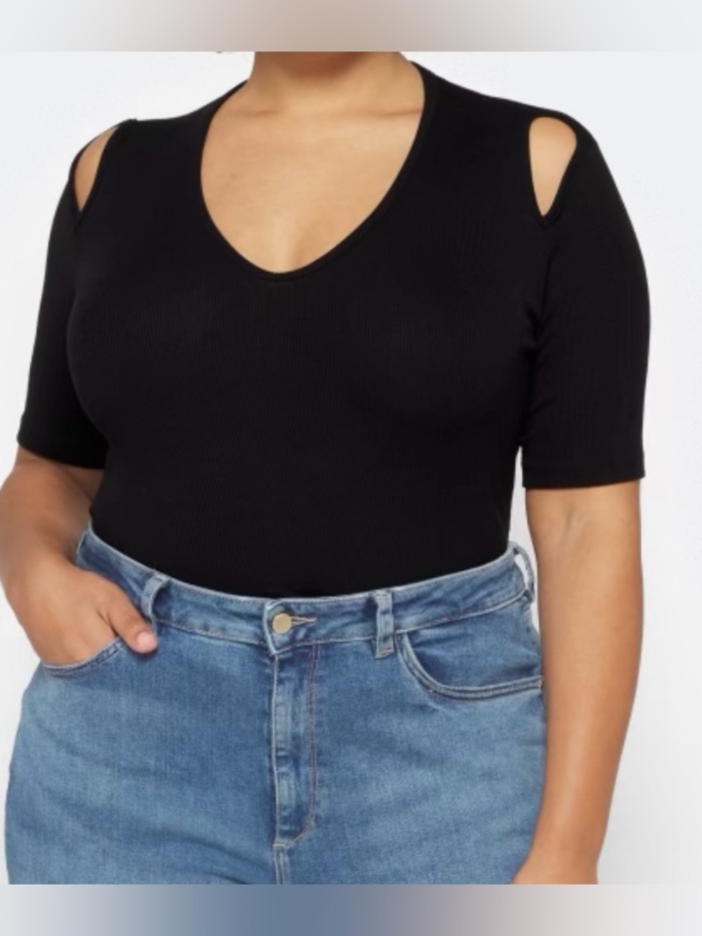 LNA Lumi Rib Cut-Out Tee